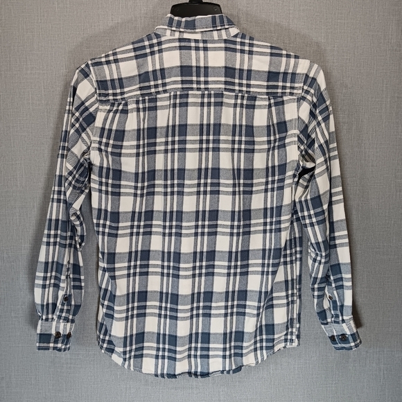 Faded Glory Men's Small Blue Plaid Flannel Shirt Long Sleeve Cotton Button Up - Picture 3 of 4